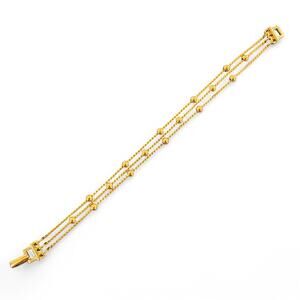 Monet Triple Strand Bracelet Gold Tone Beaded Chain